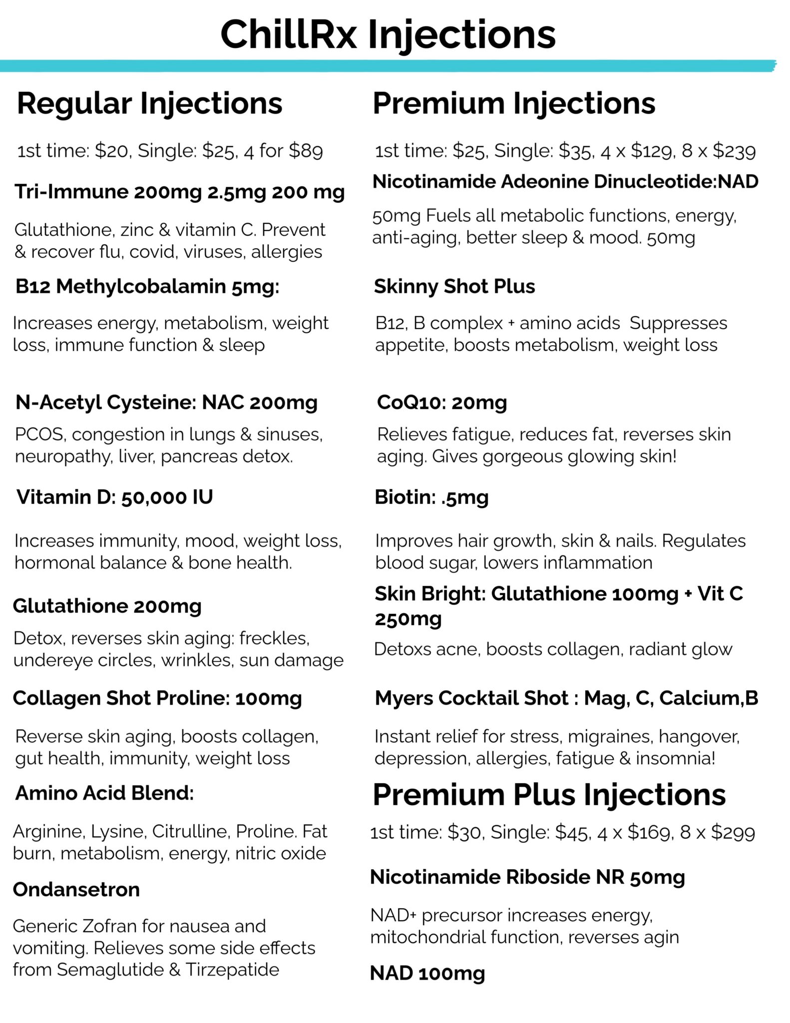 injections menu July 2025 smaller